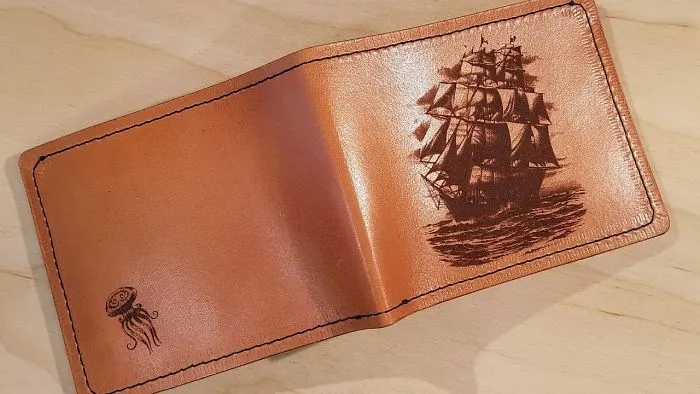 I Made Some Leather Wallets Using A Laser Cutter And 1910 Sewing Machine