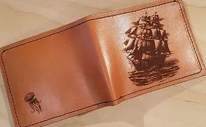 I Made Some Leather Wallets Using A Laser Cutter And 1910 Sewing Machine
