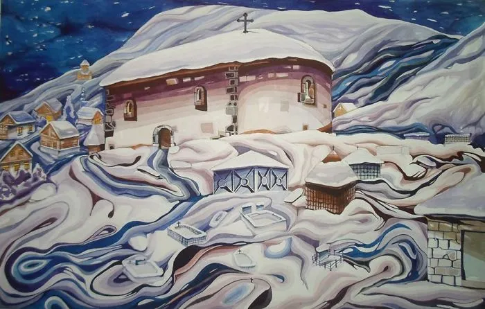 Church Of Shuashkmeri And Cemetery In Winter