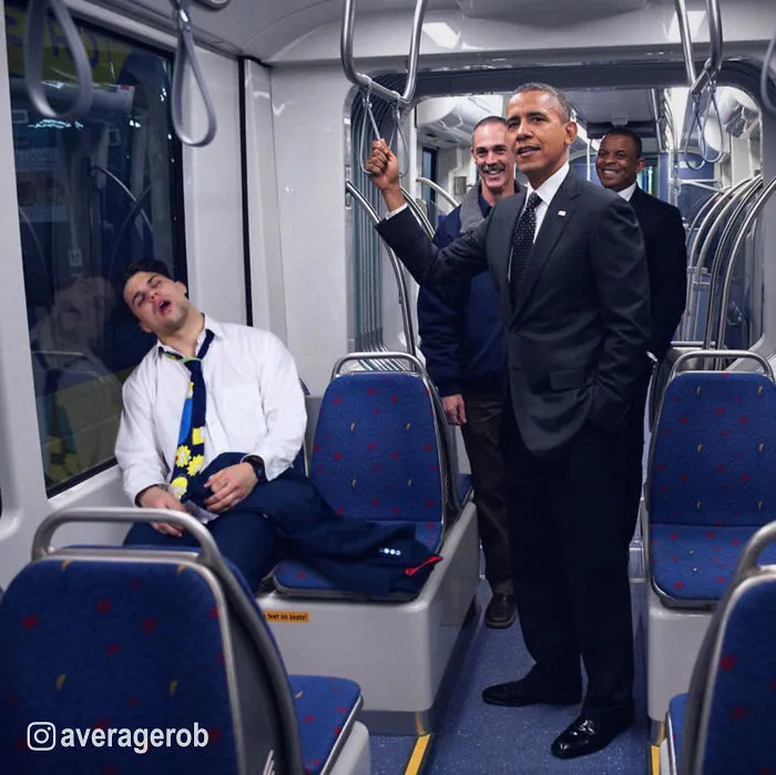 Con Obama y su equipo volviendo a casa en metro