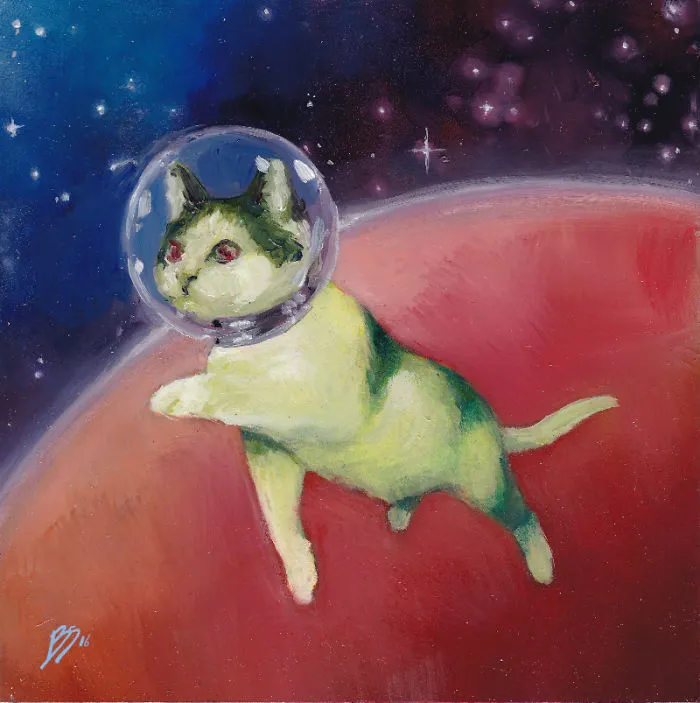 When I Get Tired Of Making Serious Art I Paint Cats In Space