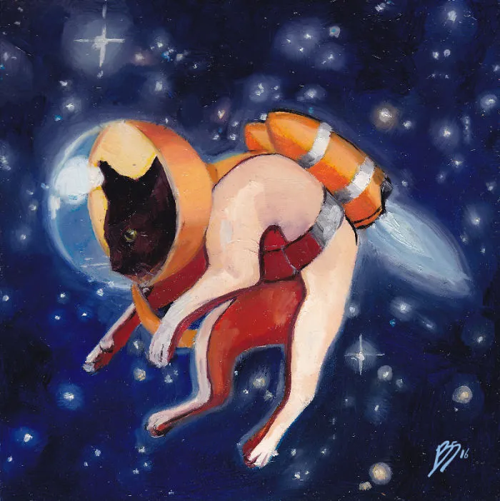 When I Get Tired Of Making Serious Art I Paint Cats In Space