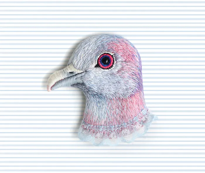 Incredibly Detailed Embroidered Bird Brooches By Paulina Bartnik