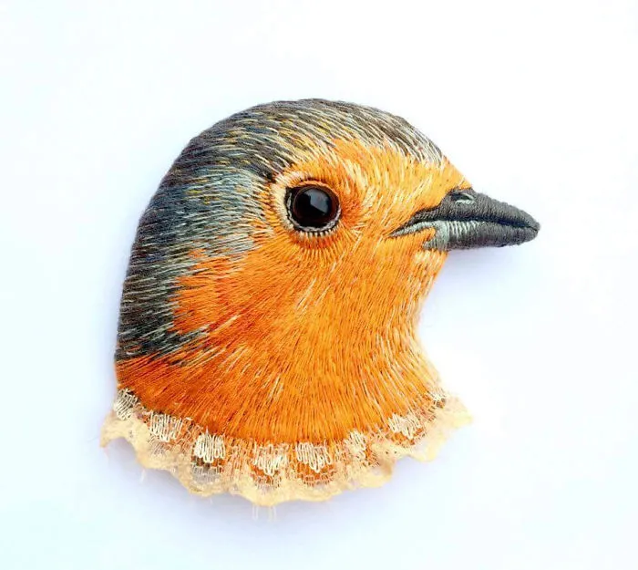 Incredibly Detailed Embroidered Bird Brooches By Paulina Bartnik