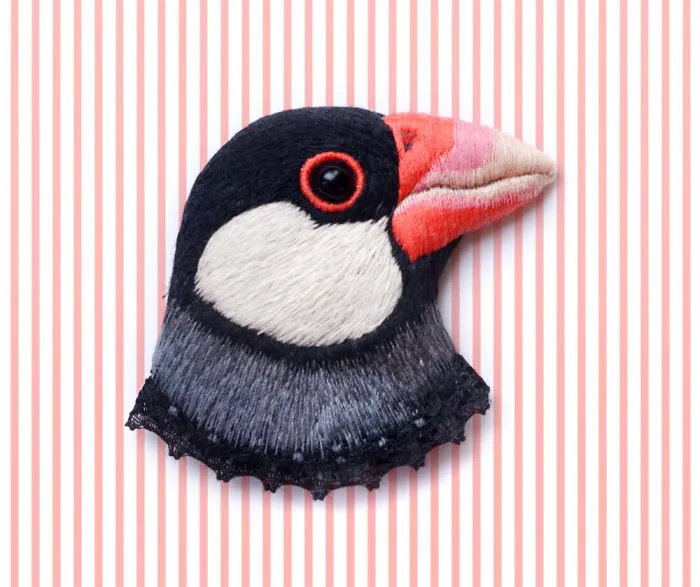 Incredibly Detailed Embroidered Bird Brooches By Paulina Bartnik