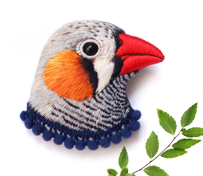 Incredibly Detailed Embroidered Bird Brooches By Paulina Bartnik