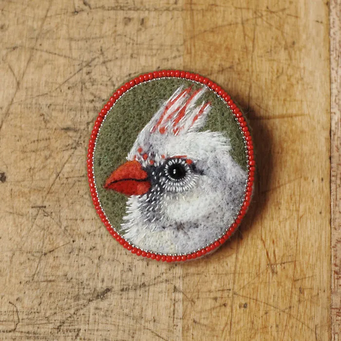 Incredibly Detailed Embroidered Bird Brooches By Paulina Bartnik
