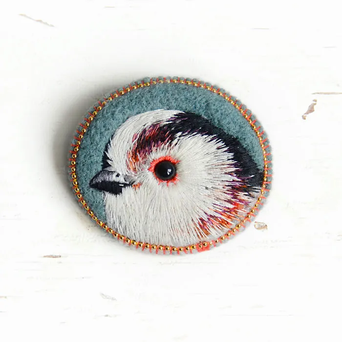 Incredibly Detailed Embroidered Bird Brooches By Paulina Bartnik