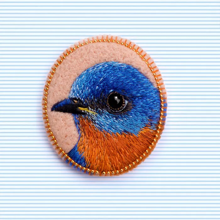 Incredibly Detailed Embroidered Bird Brooches By Paulina Bartnik
