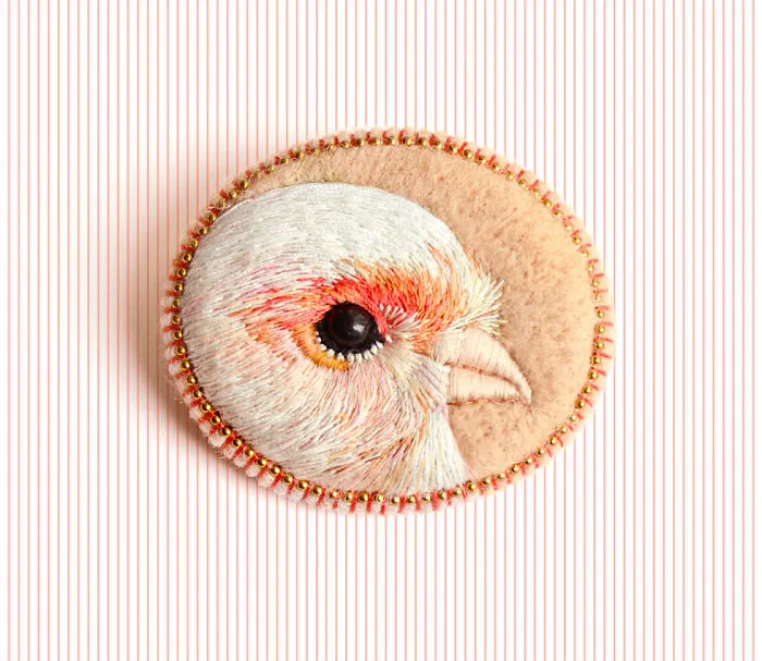 Incredibly Detailed Embroidered Bird Brooches By Paulina Bartnik