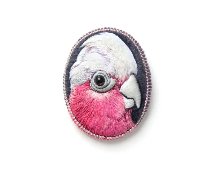 Incredibly Detailed Embroidered Bird Brooches By Paulina Bartnik