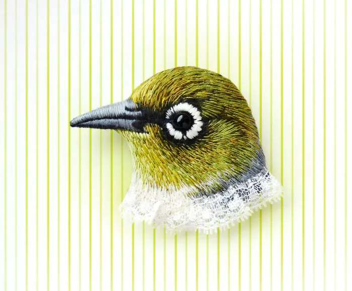 Incredibly Detailed Embroidered Bird Brooches By Paulina Bartnik