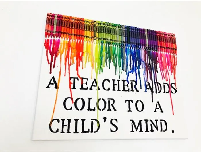 Teachers Gift Melted Crayon Art