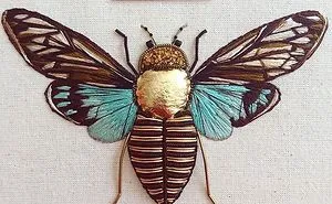 Hand Embroidered Goldwork Insects