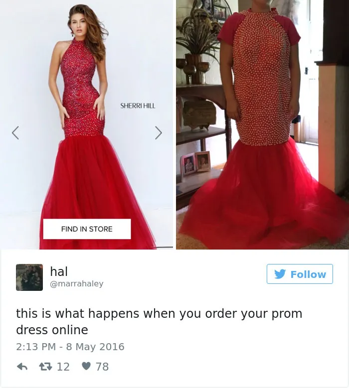 Lo que ocurre cuando encargas por internet tu vestido de graduación