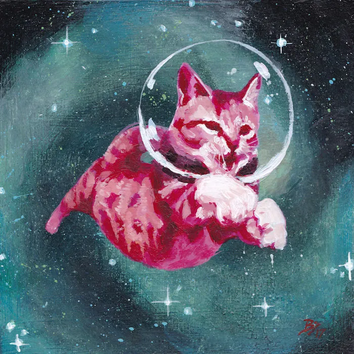 When I Get Tired Of Making Serious Art I Paint Cats In Space