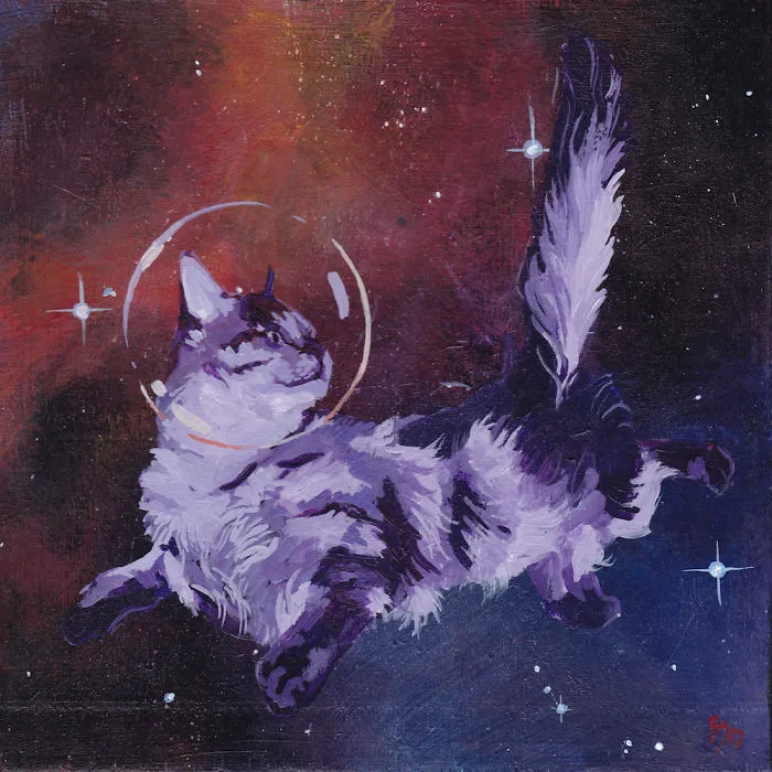 When I Get Tired Of Making Serious Art I Paint Cats In Space