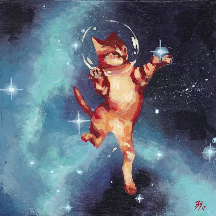When I Get Tired Of Making Serious Art I Paint Cats In Space