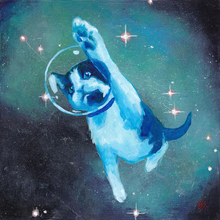 When I Get Tired Of Making Serious Art I Paint Cats In Space
