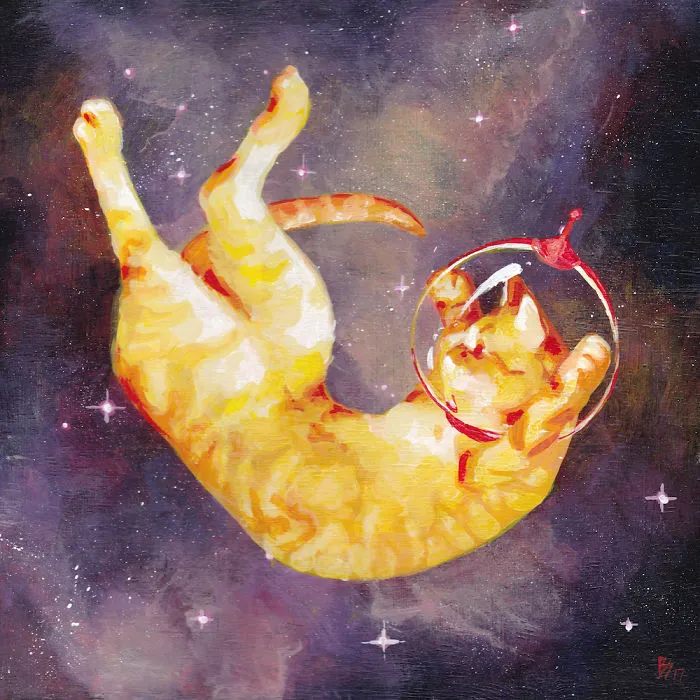When I Get Tired Of Making Serious Art I Paint Cats In Space