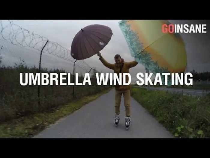 We Tried To Ride A Roller Skate, Using An Umbrella As A Sail