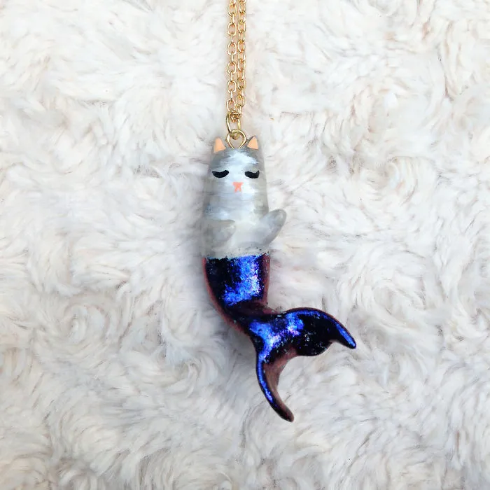 Purrmaid Necklaces By Girl And Her Cat