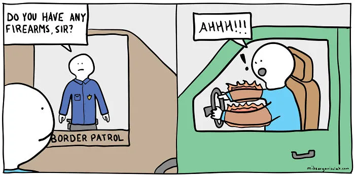 Comics with man having a firearms 