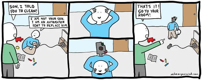 Comics about son being automaton 