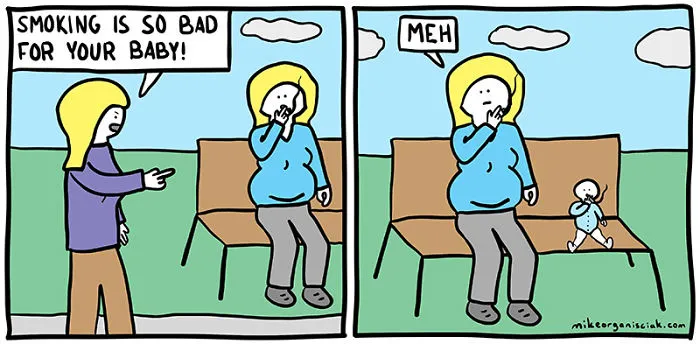 Comics with smoking baby