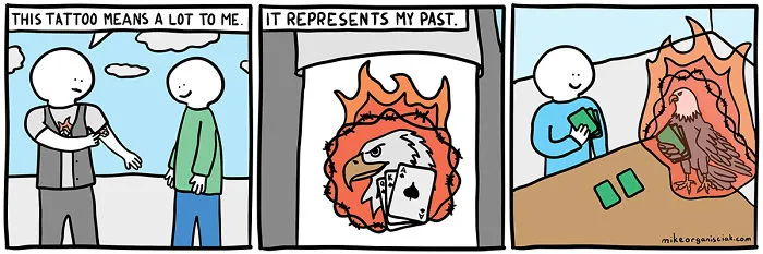 Comics about tattoo representing the past 