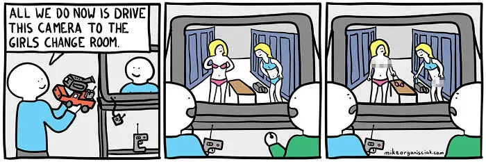comics with two guys spying on girls