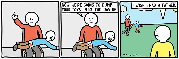 Comics with dad slapping a son