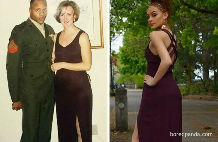 Su hija no estaba contenta con el vestido que encargó online, así que buscando por su armario encontró este morado y...
