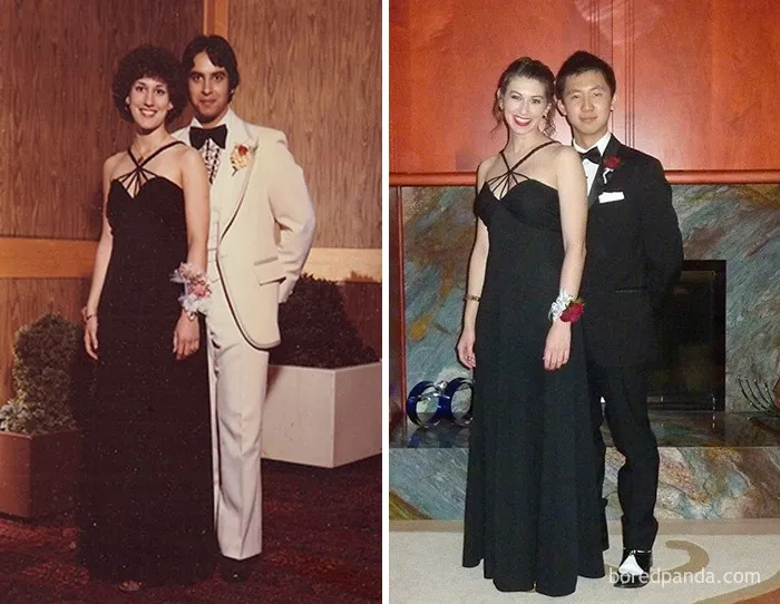 El vestido de graduación de mi madre es de los 70, tenía que recrear la foto