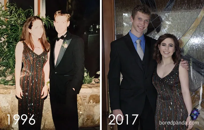 Con el vestido de 1996 de mi madre