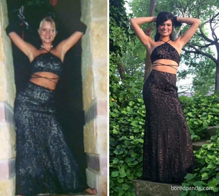 Mother And Daughter Wearing The Same Prom Dress
