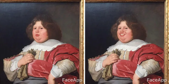 Este hombre visitó un museo, pero los cuadros le parecieron muy serios y utilizó FaceApp para hacerles sonreír