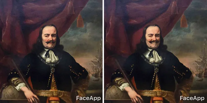 Este hombre visitó un museo, pero los cuadros le parecieron muy serios y utilizó FaceApp para hacerles sonreír