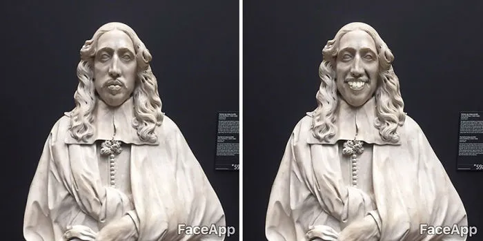 Este hombre visitó un museo, pero los cuadros le parecieron muy serios y utilizó FaceApp para hacerles sonreír