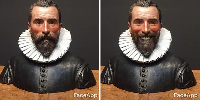 Este hombre visitó un museo, pero los cuadros le parecieron muy serios y utilizó FaceApp para hacerles sonreír