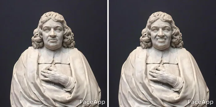 Este hombre visitó un museo, pero los cuadros le parecieron muy serios y utilizó FaceApp para hacerles sonreír