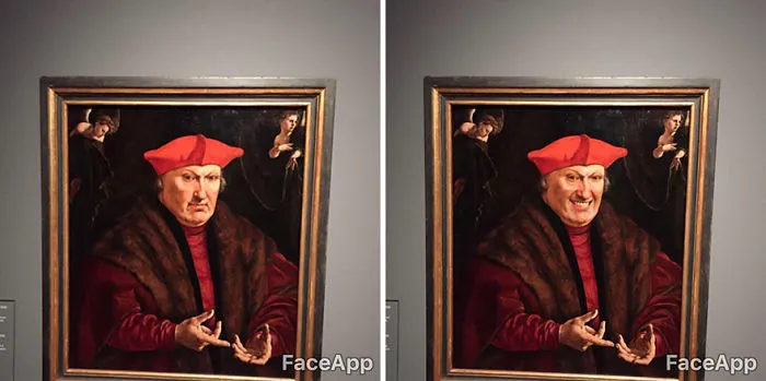Este hombre visitó un museo, pero los cuadros le parecieron muy serios y utilizó FaceApp para hacerles sonreír