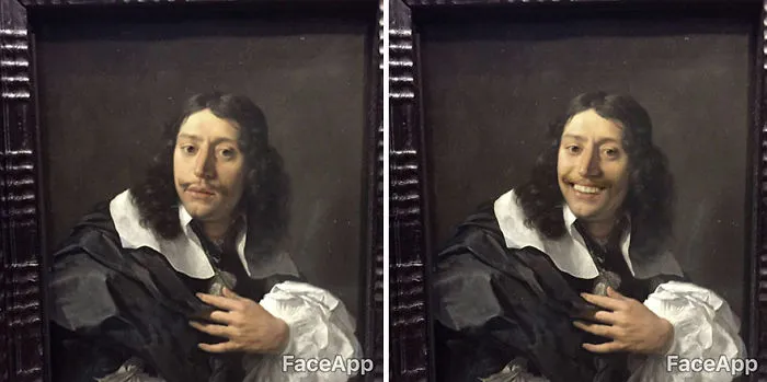 Este hombre visitó un museo, pero los cuadros le parecieron muy serios y utilizó FaceApp para hacerles sonreír