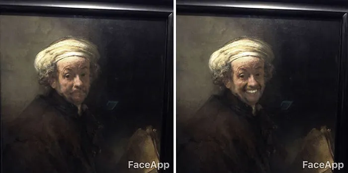 Este hombre visitó un museo, pero los cuadros le parecieron muy serios y utilizó FaceApp para hacerles sonreír