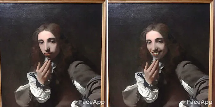 Este hombre visitó un museo, pero los cuadros le parecieron muy serios y utilizó FaceApp para hacerles sonreír