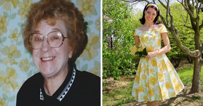 I Turned My Grandma's Kitchen Wallpaper Into A Spring Dress To Preserve Priceless Childhood Memories
