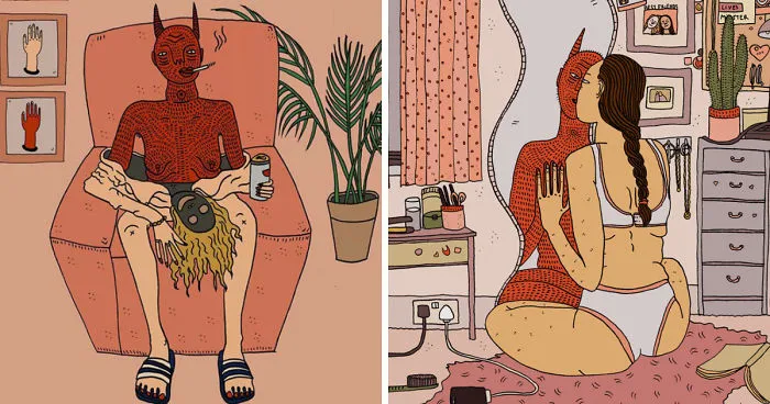40 Honest Illustrations Of Modern Women And Their Demons By Polly Nor (NSFW)