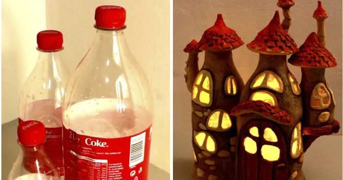 Recycling Some Plastic Bottles Into A Fairy House Lamp