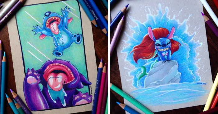 Stitch Invasion That I Drew With Colored Pencils