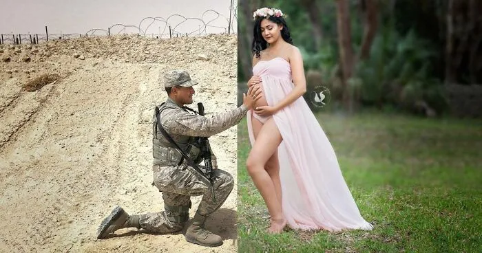 Deployed Husband Can't Come To Wife's Maternity Photo Shoot, So She Comes Up With A Heartwarming Idea
